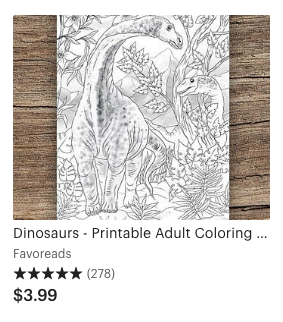 Dinosaur printable adult coloring