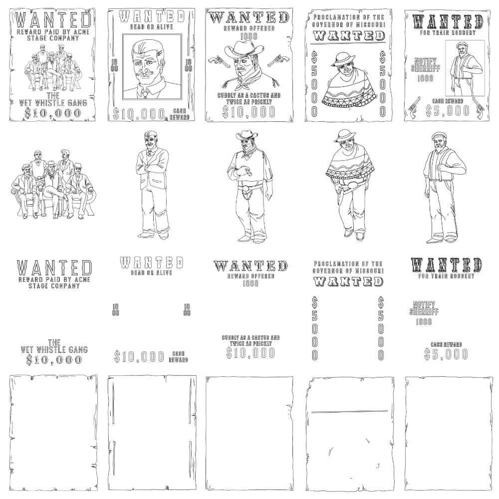 Wild West Black And White Wanted Posters
