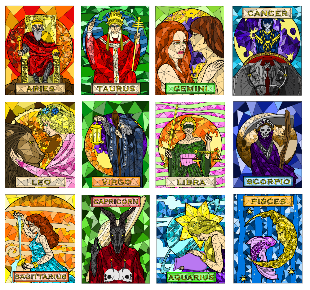 Zodiac Tome Stained Glass Colored