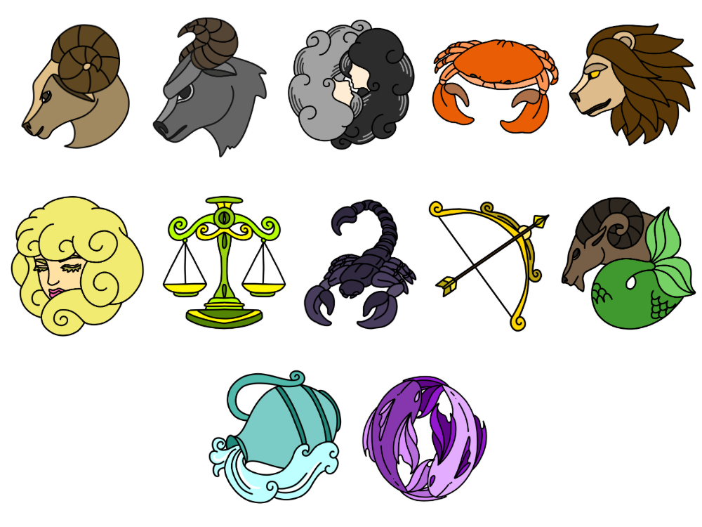 Zodiac Tome Symbols colored