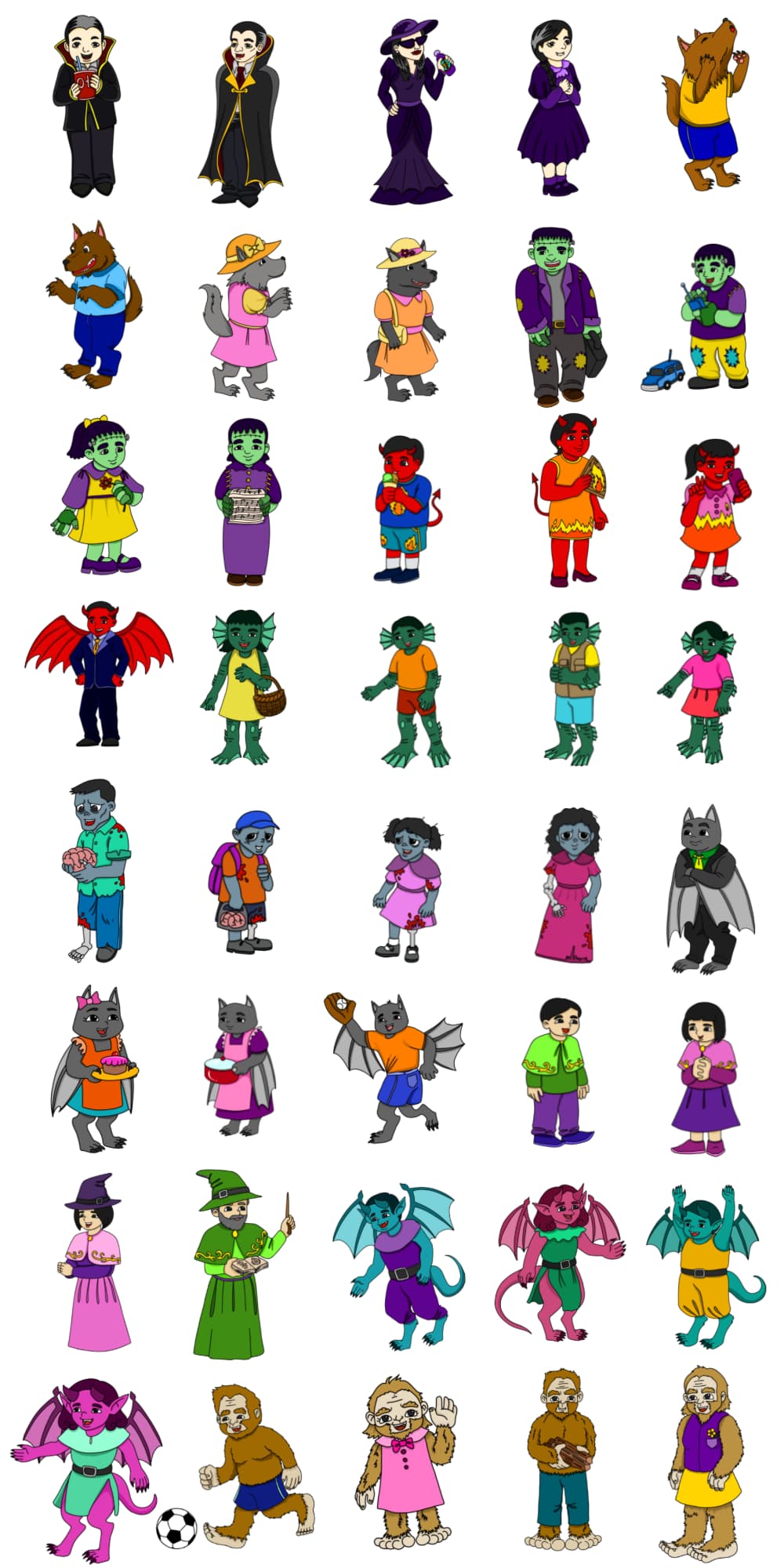 Monster Families COLOR Characters