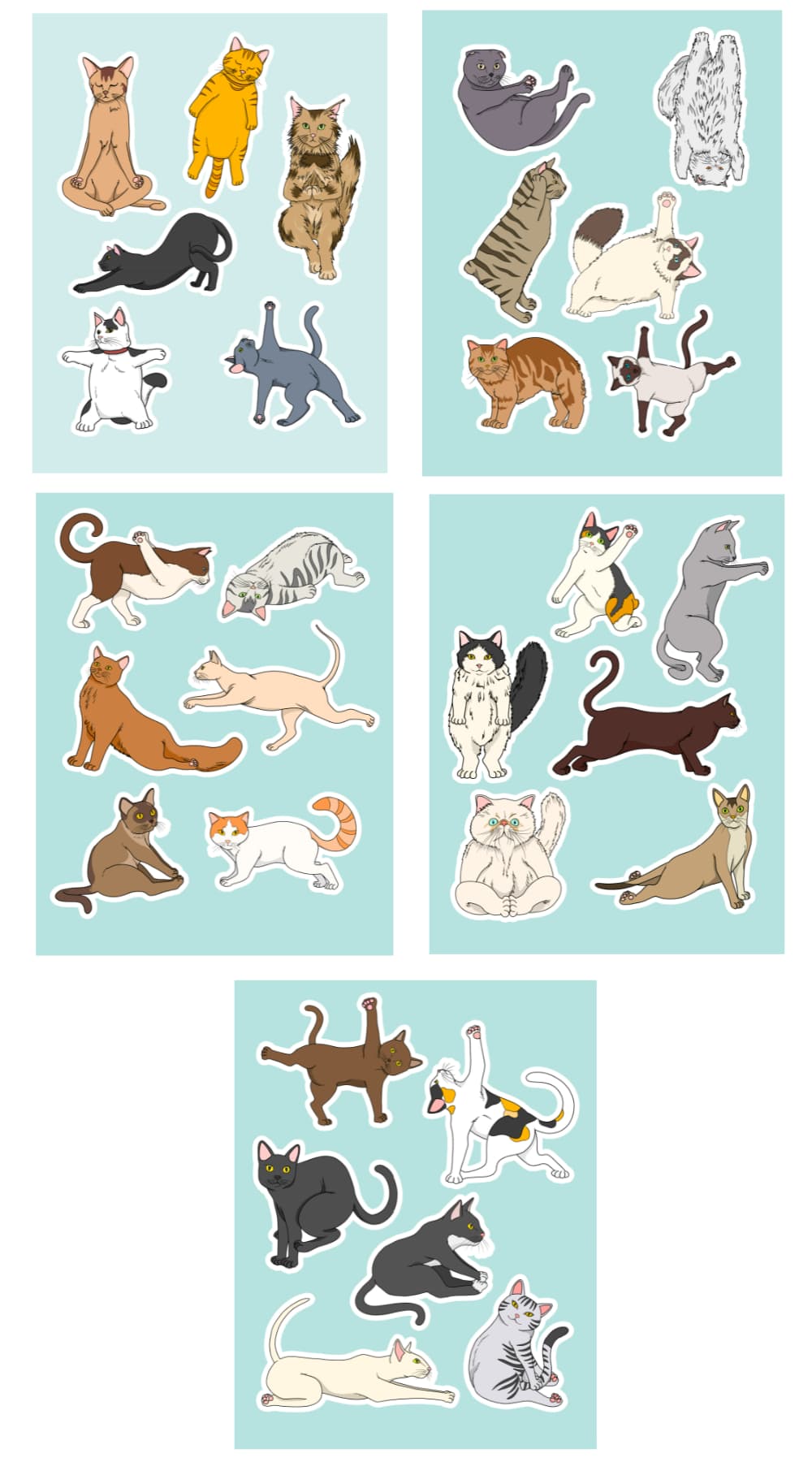 YOGA CATS STICKERS