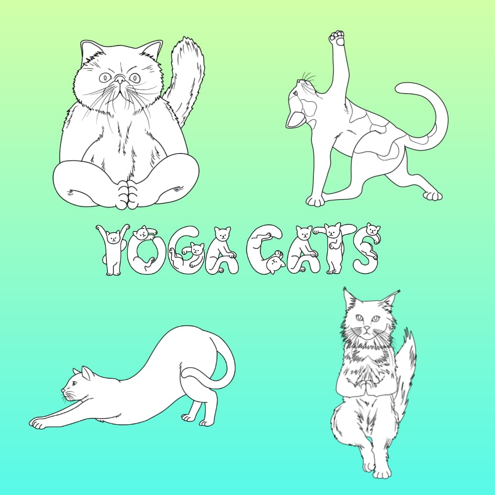 YOGA CATS Black and white