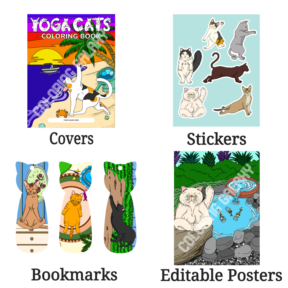 Yoga Cats Pages Coloring Book